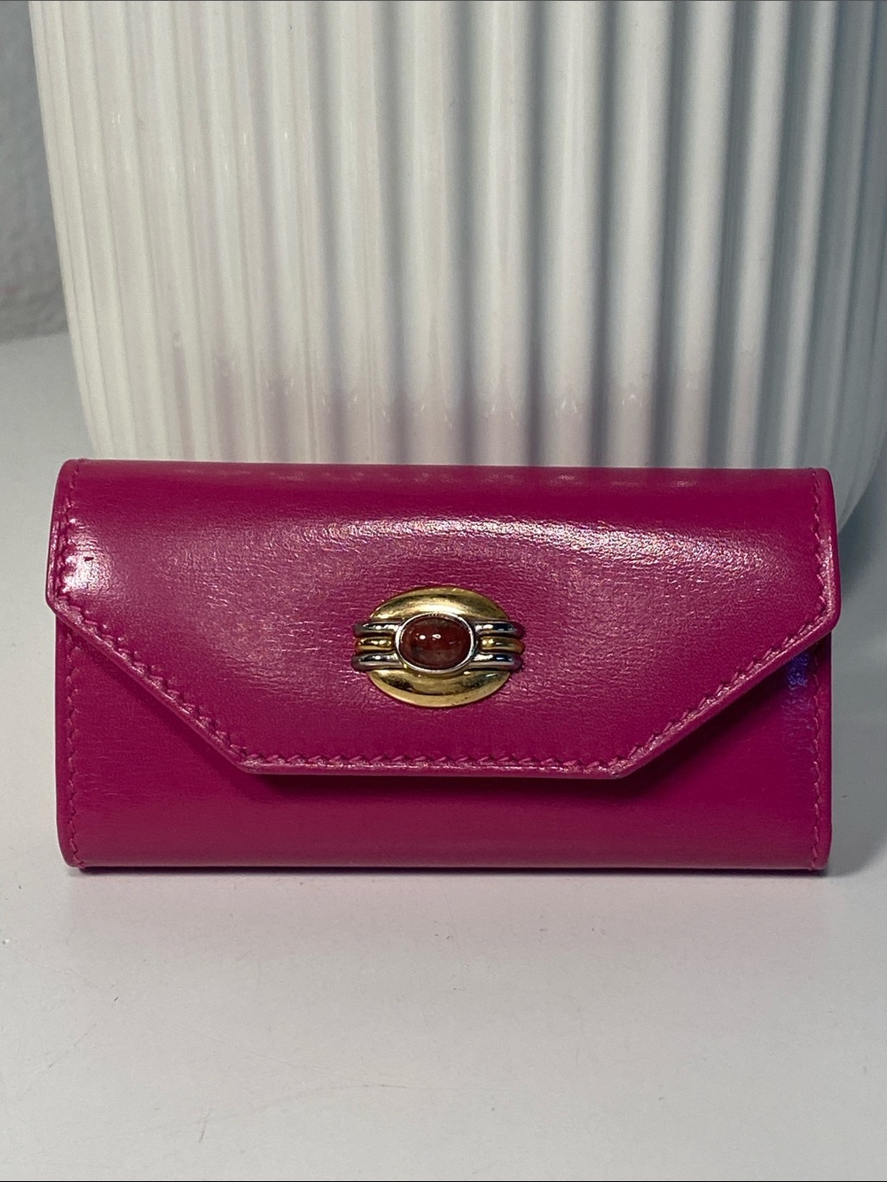 NIB Vintage GUCCI Cabuchon Leather Key Holder Case - Picture 9 of 10